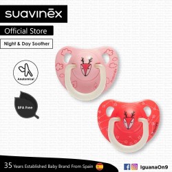Suavinex BPA Free 6 - 18 Months Night  and  Day Anatomical Soother Pacifier (Pink Deer and Red Deer)