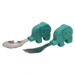 Marcus & Marcus Palm Grasp Spoon & Fork Set (Green Ollie)