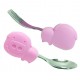 Marcus & Marcus Palm Grasp Spoon & Fork Set (Pink Pokey)