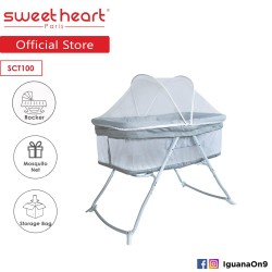 Sweet Heart Paris Foldable Baby Bed Cot with Rocker Function and Storage Bag (Grey)