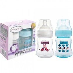 Autumnz PP Wide Neck Feeding Bottle (4oz/120ml) - Tweety / Marine Blue *Twin Pack*