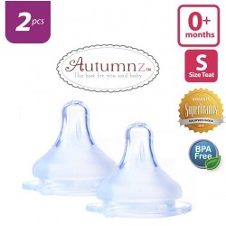 Autumnz MAXY Soft Silicone Teat SLOW Flow *2pcs* (0+ months / Round Hole)