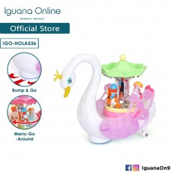 Iguana Online Miniature Colourful Musical Swan Merry-Go-Round Carousel with Lights and Rotatable Win