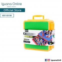 Iguana Online Portable Lego Storage Box Toys with 3 Free Lego Modules Included (Orange)