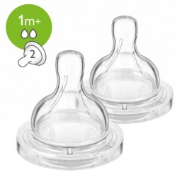 Philips Avent Classic + Silicone Teats 1M+ 2H (Pack of 2)