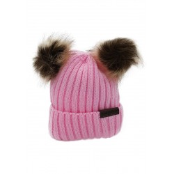 Akarana Baby Baby Beanie Double Faux Fur Pom-Pom (Pink)