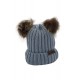 Akarana Baby Baby Beanie Double Faux Fur Pom-Pom (Grey)