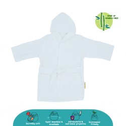 Cheekaaboo Premium Bamboo Hooded Bathrobe - White (Newborn - 36 mths)