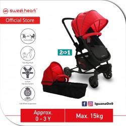 Sweet Heart Paris Varenne 2 in 1 Reversible and Convertible Travel System Stroller with Carryc (Red)