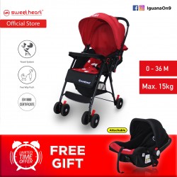 Sweet Heart Paris 2 in 1 Travel System Stroller with Two Way Push (Red)