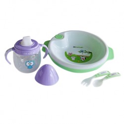 Bremed Baby Weaning Set (Warm Plate, Trainer Cup, Fork & Spoon)