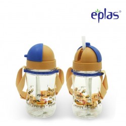 Eplas Kids Water Bottle with Straw & Removable Strip 380ml (EGBQ-380BPA/Orange)