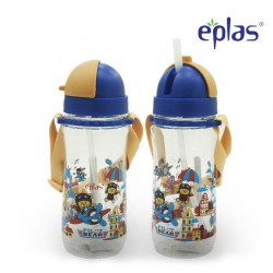 Eplas Kids Water Bottle with Straw & Removable Strip 580ml (EGBQ-580BPA/Blue)