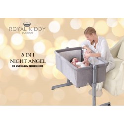 Royal Kiddy London 3 in 1 NIGHT ANGEL Bedside Cot (Grey)