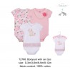 Little Treasure Hangging Short Sleeve Baby Suits Interlock - Beautiful (3pcs)