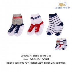 Luvable Friends Baby Socks with Non Skid - Black Stripe (3pairs)