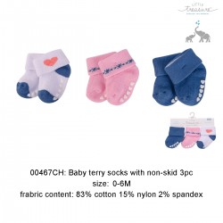 Little Treasure Newborn Terry Socks - Sapphire Love 0-6M (3pairs)