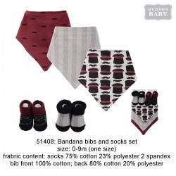 Hudson Baby Bandana Bib and Socks Set - Mustage (5pcs)