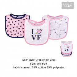 Hudson Baby Interlock Droller Baby Bibs - Love (3pcs)