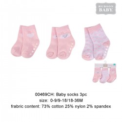 Hudson Baby Baby Socks with Non Skid - Pink Clouds (3pairs)