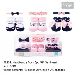 Hudson Baby Headband an  Socks Gift Set - Navy Love (6pcs)