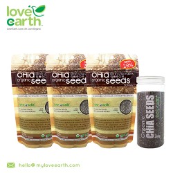 Love Earth Organic Chia Seed Value Pack (168g x3 + FOC 1 Pocket Chia 280g)