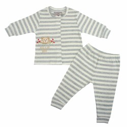 TRENDYVALLEY ORGANIC COTTON LONG SLEEVE BABY SHIRT AND PANTS (ROCK A BYE GREY)