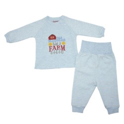 Trendyvalley Organic Cotton Baby Long Sleeve Pyjamas Set (Old Mac Donald/Blue)