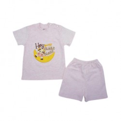 Trendyvalley Organic Cotton Short Sleeve Baby Shirt and Pants (Hey Diddle Pink)