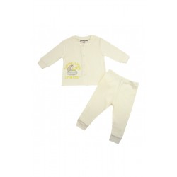 Trendyvalley Organic Cotton Long Sleeve Baby Shirt and Pants (Twinkle Star Cream)