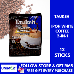 Unimart Taukeh White Coffee 2 in 1 (Coffee and Creamer) - 12 Sticks
