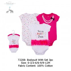 Little Treasure Hanging Short Sleeve Interlock Baby Suits (3pcs) - 72208