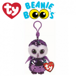 Ty Plush Toys (Malaysia Official) Flippables Clip, Regular and Medium Moonlight the Purple Sequin Owl Sequins Soft Toys