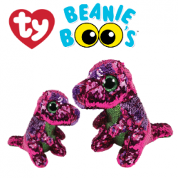 Ty Plush Toys (Malaysia Official) Flippables Regular and Medium Stompy the Pink Purple Sequin Dinosaur Sequins Soft Toys