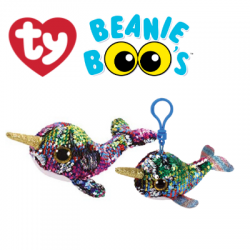 Ty Plush Toys (Malaysia Official) Flippables (Multiple Sizes) Calypso the Sequin Multi Narwhal Sequins Soft Toys