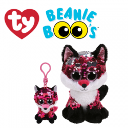 Ty Plush Toys (Malaysia Official) Flippables (Multiple Sizes) Jewel The Sequin Pink Fox Sequins Soft Toys