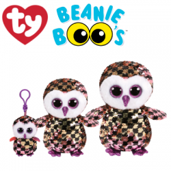 Ty Plush Toys (Malaysia Official) Flippables Clip, Regular and Medium Checks the Sequin Multicolor Owl Sequins Soft Toys