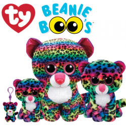 Ty Plush Toys (Malaysia Official) Beanie Boos Clip, Regular and Medium Dotty the Multicolored Leopard Soft Toys