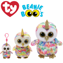 Ty Plush Toys (Malaysia Official) Beanie Boos Clip, Regular and Medium Enchanted the Owl with Horn Soft Toys