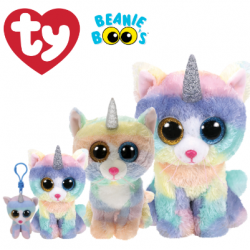 Ty Plush Toys (Malaysia Official) Beanie Boos Clip, Regular and Medium Heather the Cat with Horn Soft Toys