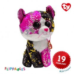 Ty Plush Toys (Malaysia Official) Flippables (Medium Size) Malibu The Sequin Multicolor Cat Sequins Soft Toys