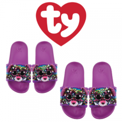 Ty Fashion Footwear (Malaysia Official) Sequin Slides (Size S,M,L) Dotty The Multicolor Leopard Slides Sandals