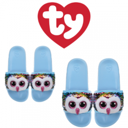 Ty Fashion Footwear (Malaysia Official) Sequin Slides (Size S,M,L) Owen The Multicolor Owl Slides Sandals