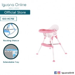 Iguana Online Multifunctional Adjustable Portable Convenient Feeding Dining Space Friendly High Chair with Tray (Pink)