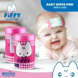 FIFFY Baby Wipes Pink 98-925 (100s Can) - 20490580