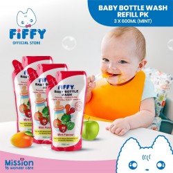 FIFFY Baby Bottle Wash Mint Flavour Refill VP19-001 (600ml x 3) - 20490380