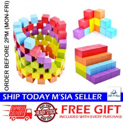 Little B House Wooden 100pcs Colorful Cube Stack Blocks Brick Toy - BT56