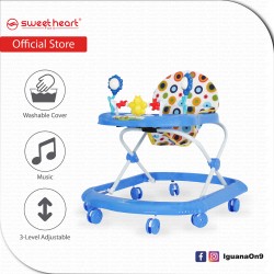 Sweet Heart Paris Baby Walker with Cute Toys Music Activity Tray Buttons (Blue)