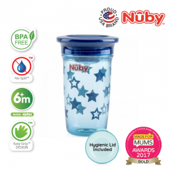 Nuby 1Pk 300ml/10oz Printed Tritan 360 Wonder Cup with PP Cover (Blue Star)
