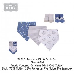Hudson Baby 3pcs Bandana Bib  and  2pairs Socks Set - Cloud Mobile Blue (56218)